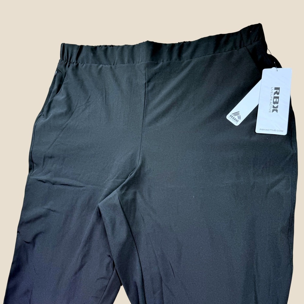 New Rbx Active Pants Women XL Black Warm Lined Elastic Waist Stretch Jogger Gym